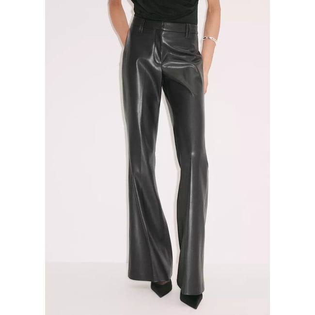 Pantalon flare cuir synthétique noir <span itemprop=