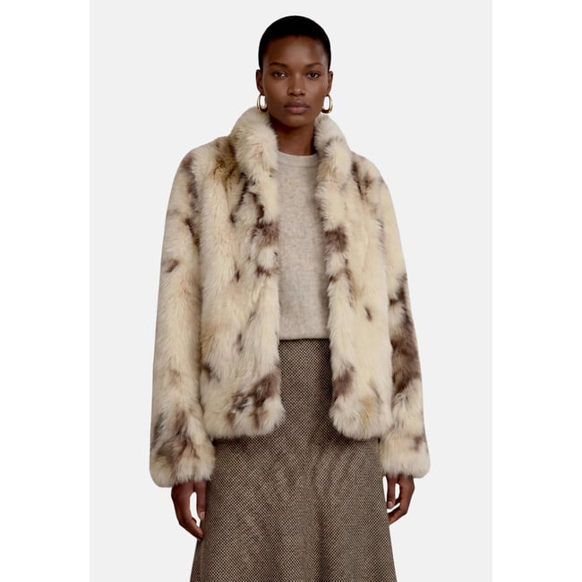Veste en peluche cream/brown <span itemprop=
