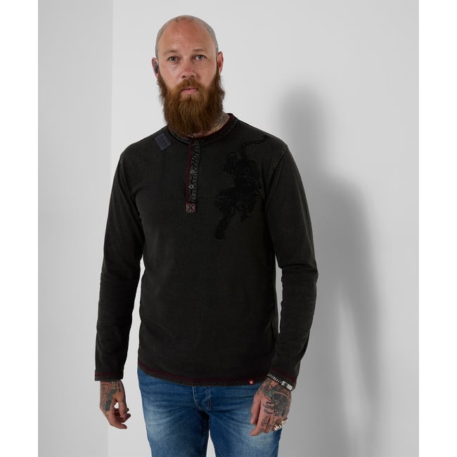 Henley Brodé Tigre gris <span itemprop=