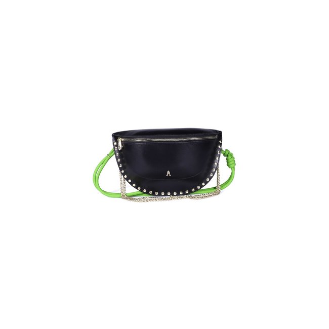 Smile Clou Noir Bum Bag in Leather, black, CRAIE STUDIO