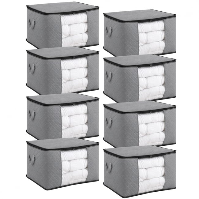 Lot de 8 sacs de rangement pliable pour vêtements, linge de maison avec poignées - LINXOR
