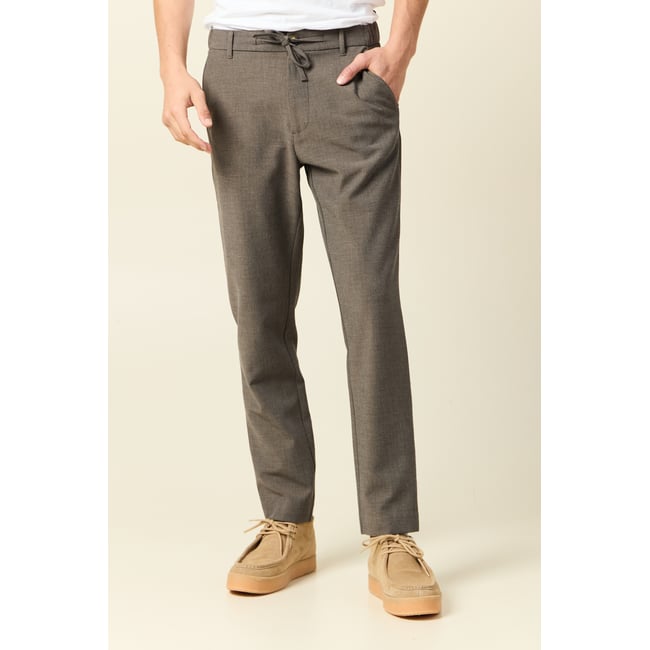 Pantalon chino jogger taupe <span itemprop=