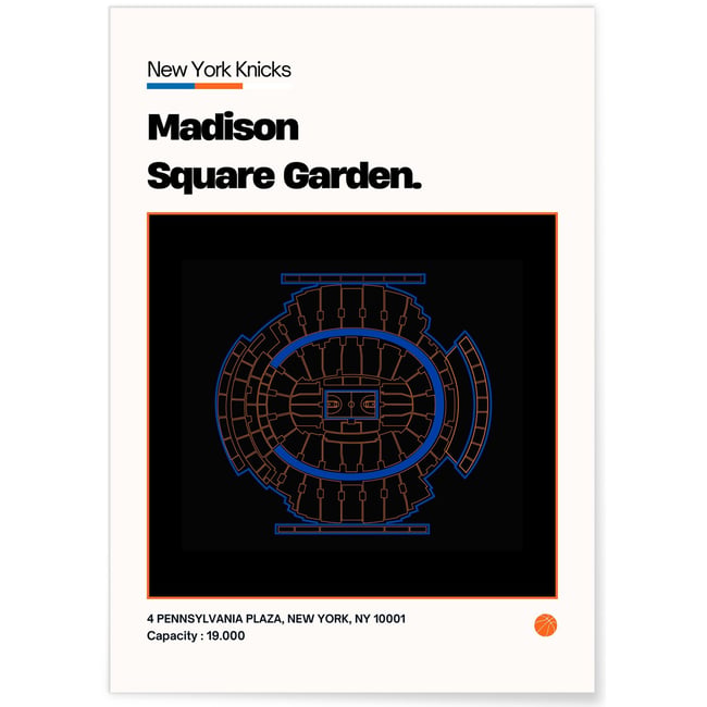 Affiche Madison Square Garden - New York Knicks Couleur blanc <span itemprop=