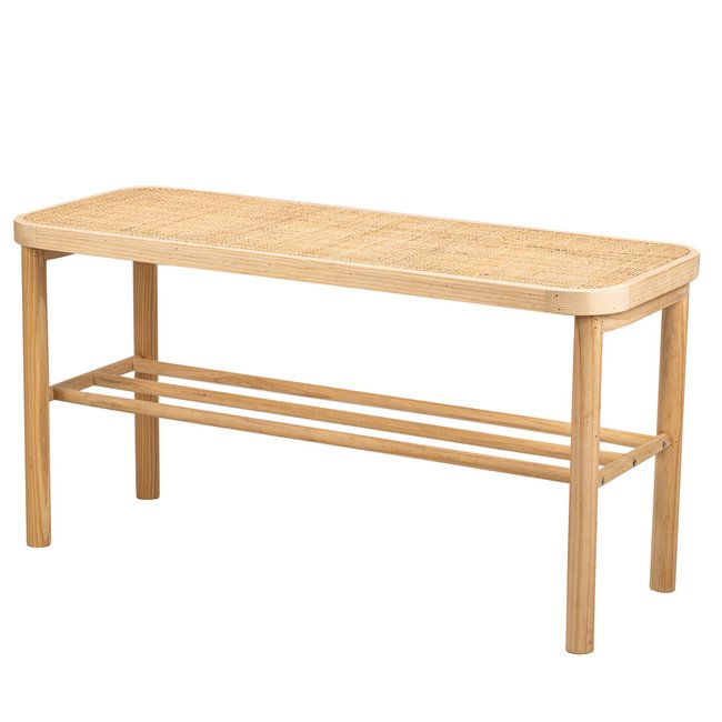Banc avec rangement, pin massif, ASUGI Couleur bois naturel <span itemprop=