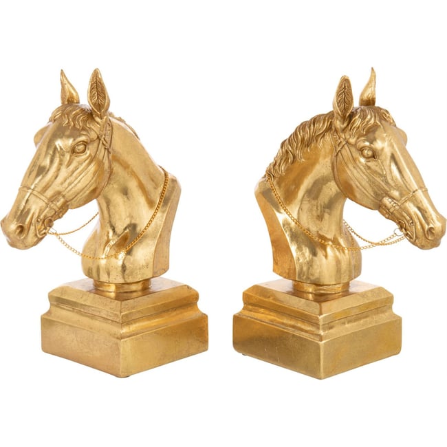 Serre-livres tête de cheval, Lot de 2 Couleur doré <span itemprop=