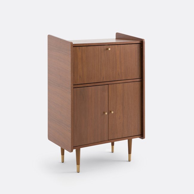 Mueble bar vintage chapado en nogal de 3 puertas, Ronda color nogal <span itemprop=