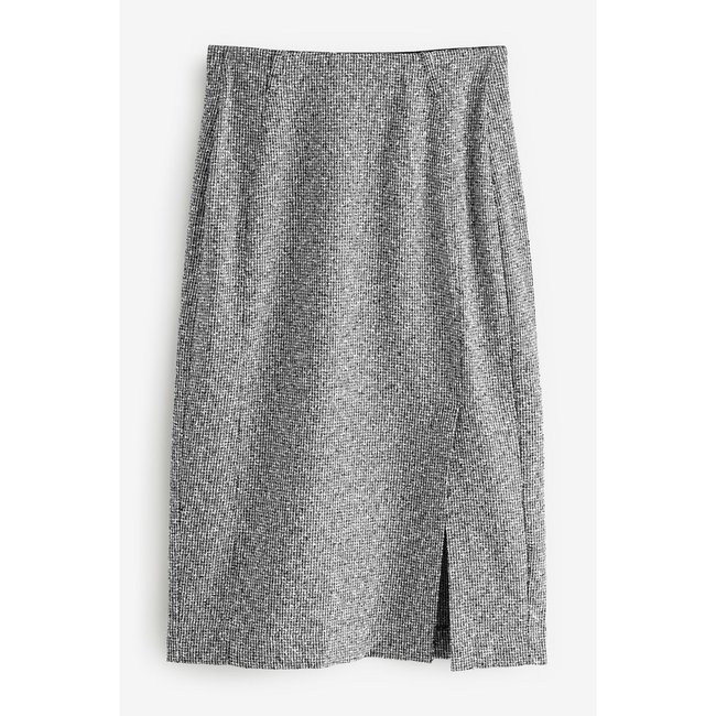 Jupe crayon à texture bouclée noir/blanc <span itemprop=