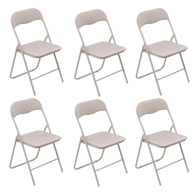 Lot de 6 chaises pliantes en PVC Couleur beige <span itemprop=