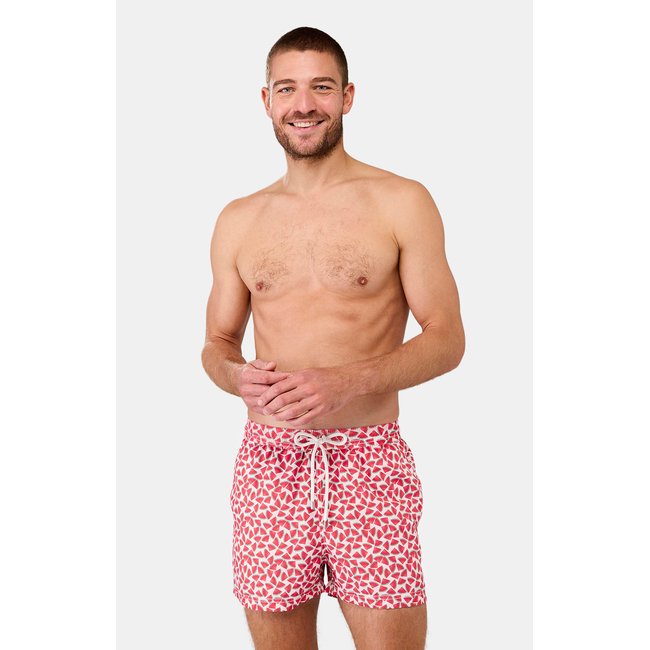 Short de bain en polyester recyclé Pastèque rouge <span itemprop=