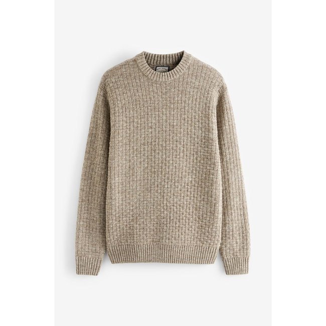 Pull ras du cou à texture nattée naturel <span itemprop=