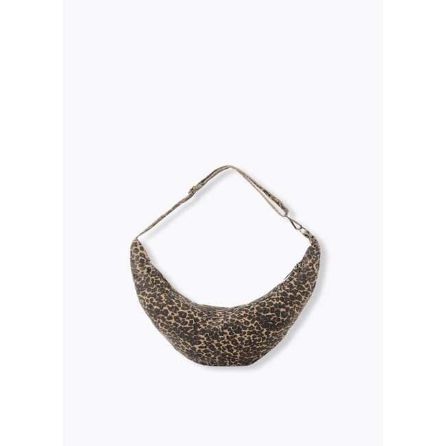 Sac demi-lune léopard imprimé camel <span itemprop=