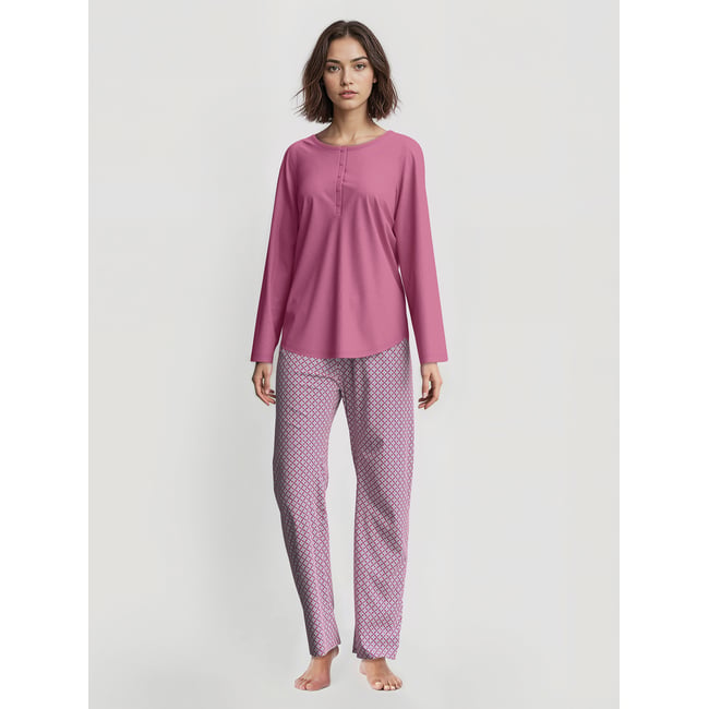 Pyjama manches longues Coton COTTON SPECIAL rouge violet <span itemprop=