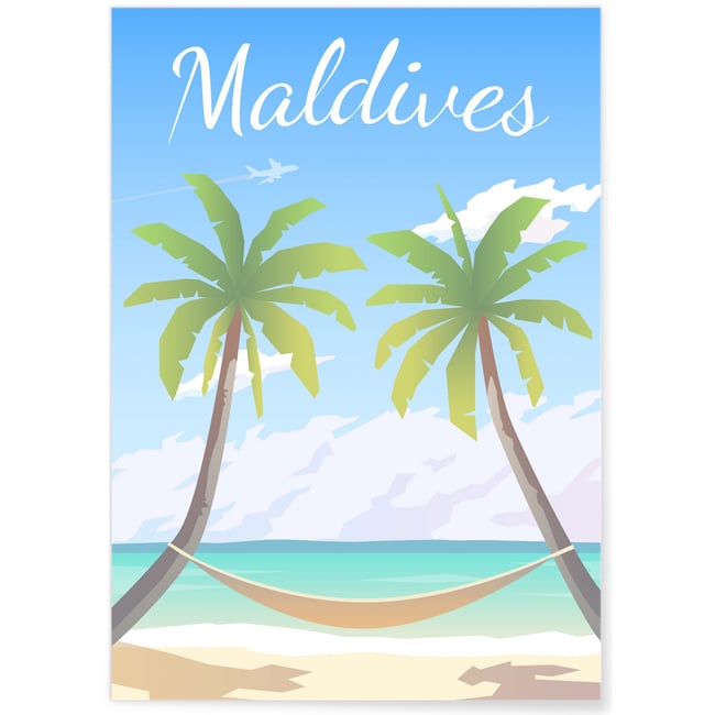 Affiche Maldives Couleur blanc <span itemprop=