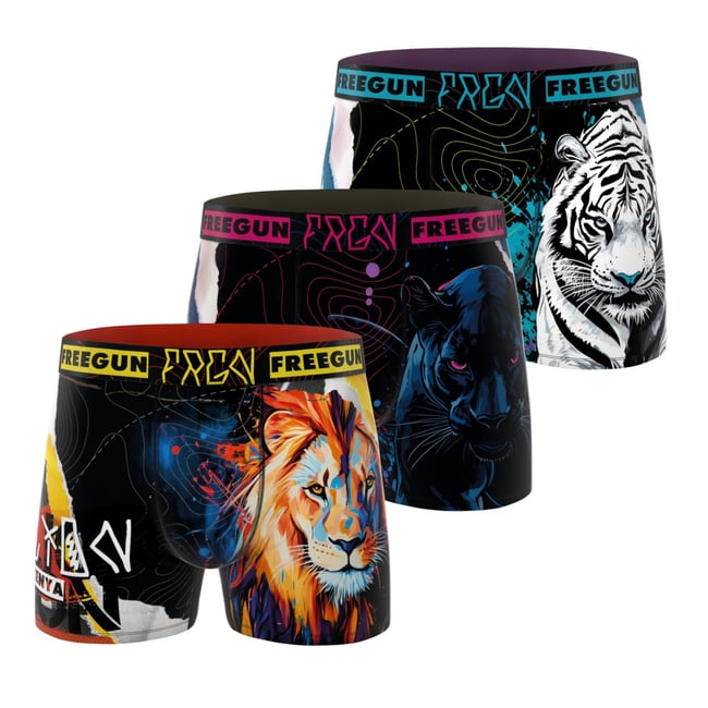 Lot De 3 Boxers Microfibre noir/jaune/orange/bleu/fushia/turquoise/blanc <span itemprop=