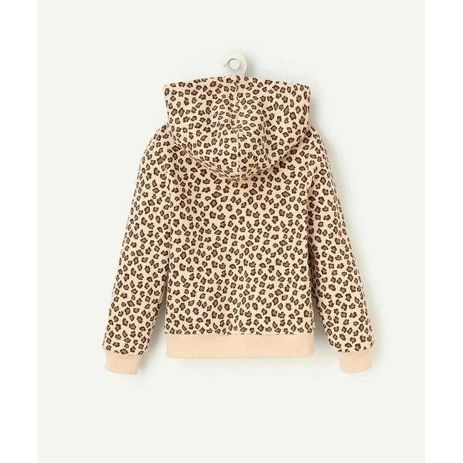 Leopard Print Zipped Hoodie in Cotton Mix