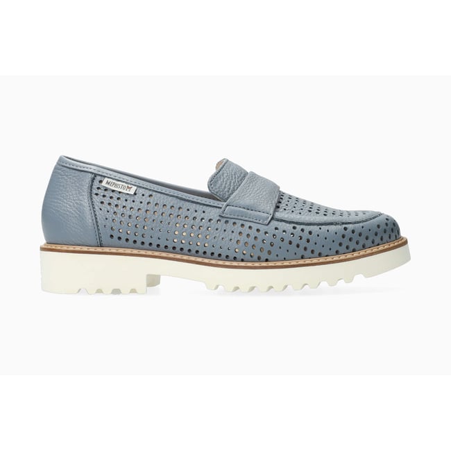 Mocassins en cuir STESSY PERF bleu foncé 5144 <span itemprop=