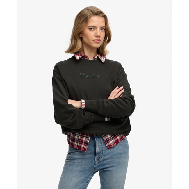 Sweatshirt Ras du Cou Script Brand Décontracté phantom <span itemprop=