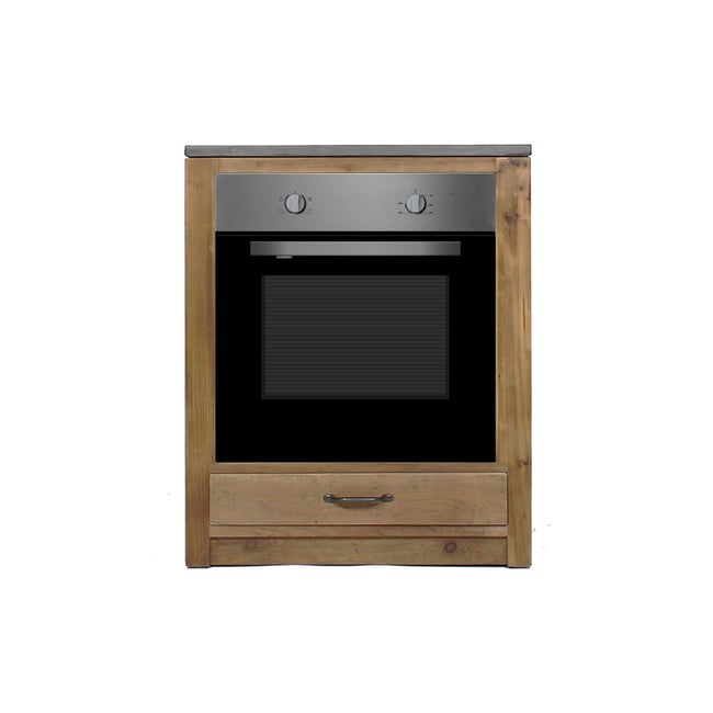 Meuble bas de cuisine en bois recyclé et pierre bleue CHAMPÊTRE Couleur bois clair <span itemprop=
