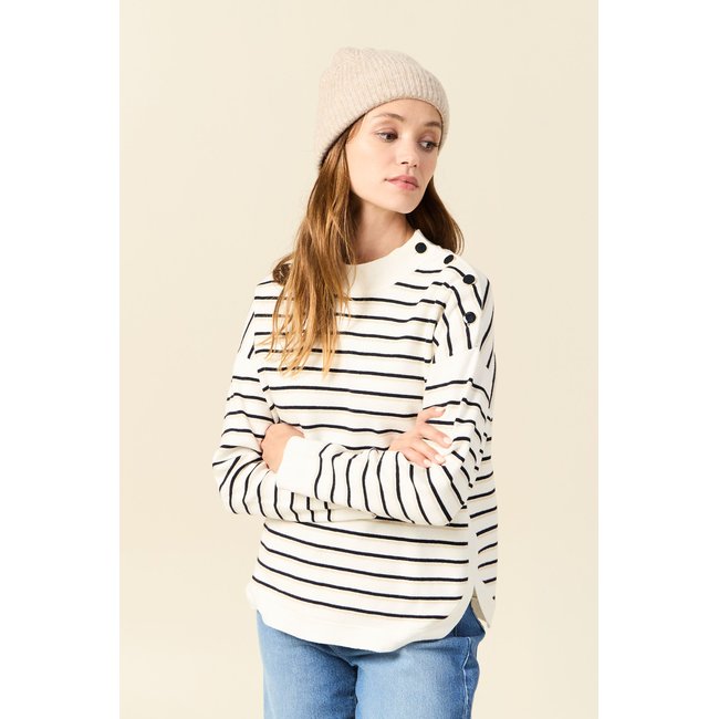 Pull manches longues bleu marine <span itemprop=