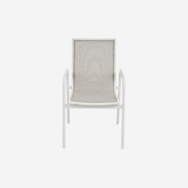 Chaise de jardin en tissu déperlant et aluminium blanc NAZARE gris clair <span itemprop=