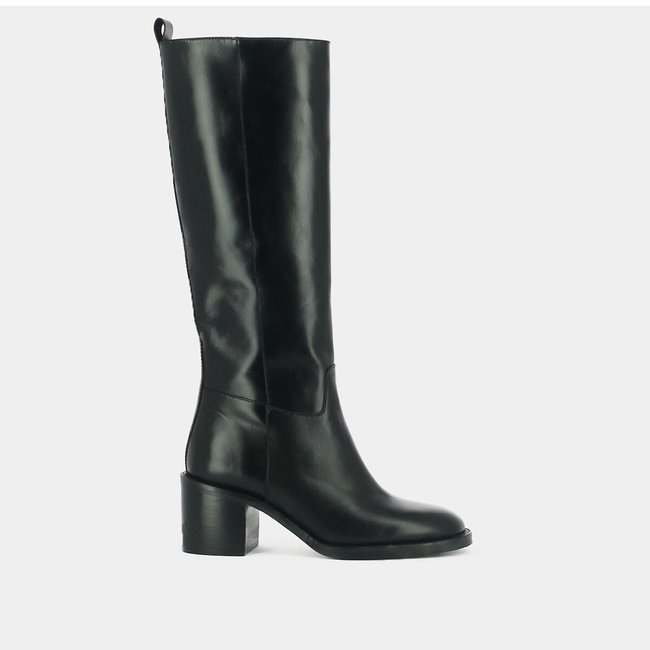 Lederstiefel Bonnie mit Absatz schwarz <span itemprop=