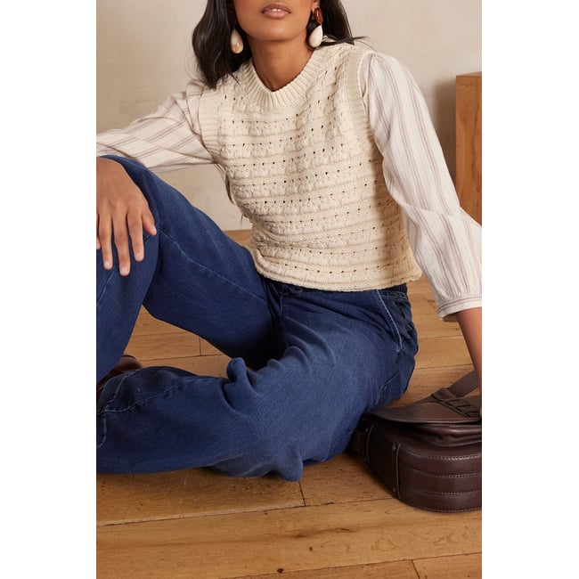 Pull en coton BIANCA beige <span itemprop=