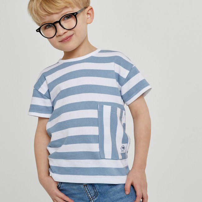 Lot de 2 t-shirts rayés coton bleu + jaune <span itemprop=