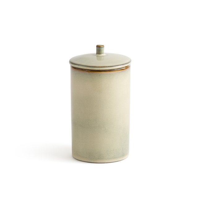 Pot de conservation en grès H16 cm, Omora Couleur ecru <span itemprop=