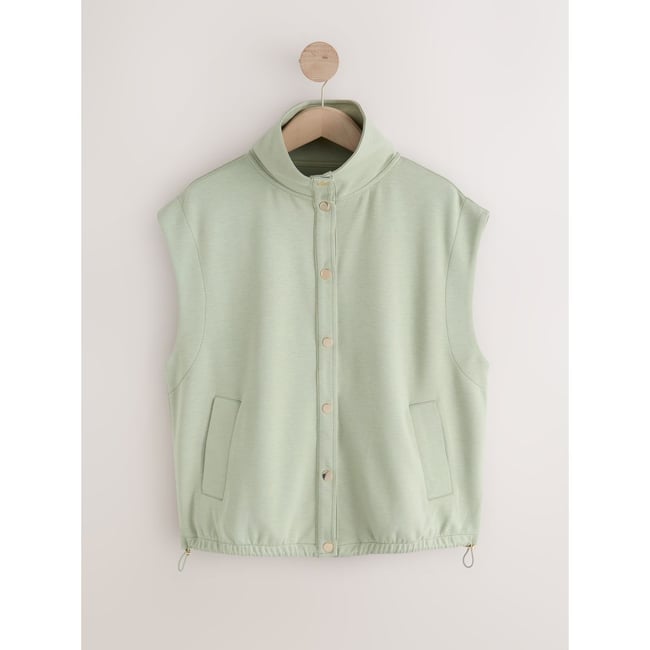 Veste militaire douce à col cheminée vert sauge <span itemprop=