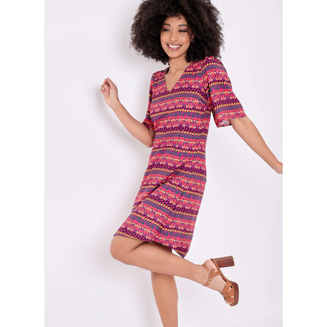 Robe ajustée fluide manches tulipes PUCE - PRINCESSE NOMADE