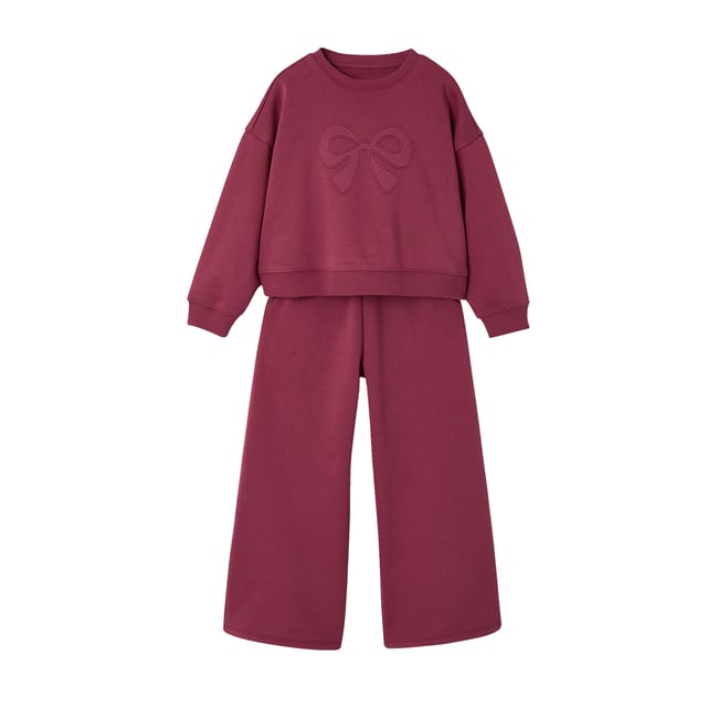 Ensemble sweat et pantalon jogging prune <span itemprop=
