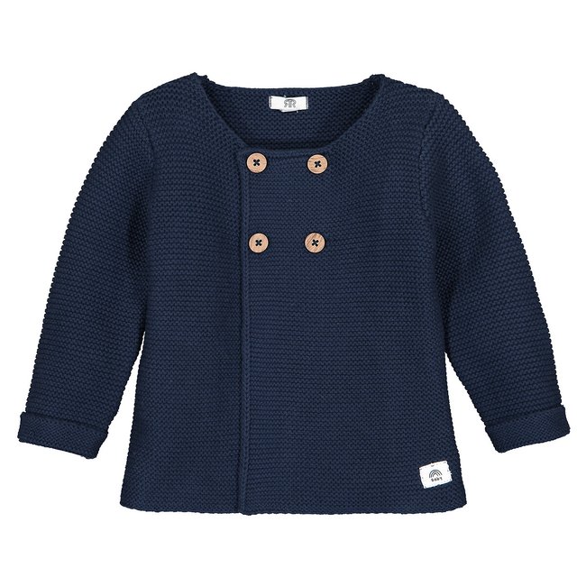 Strickjacke, Musterstrick marine <span itemprop=