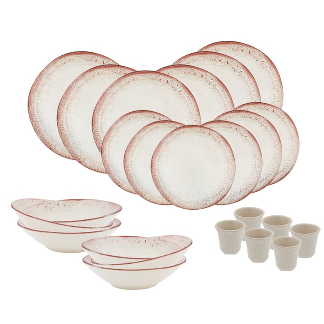 Service à vaisselle 24 pièces, Agate Couleur rose <span itemprop=