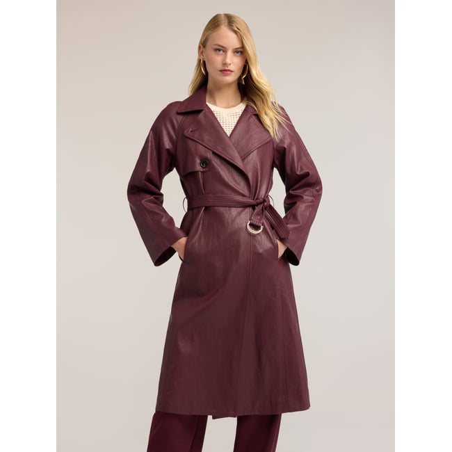 Trench ceinturé avec boucle burgundy <span itemprop=