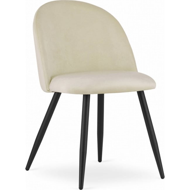 Chaise tapissée en velours dossier arrondi Couleur beige velours <span itemprop=