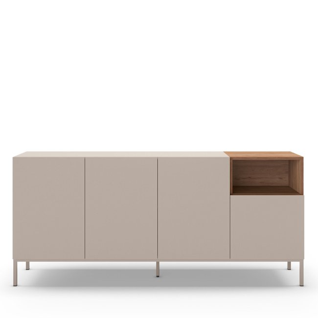 Buffet 4 portes en bois et métal L180cm - Quenor Couleur beige <span itemprop=
