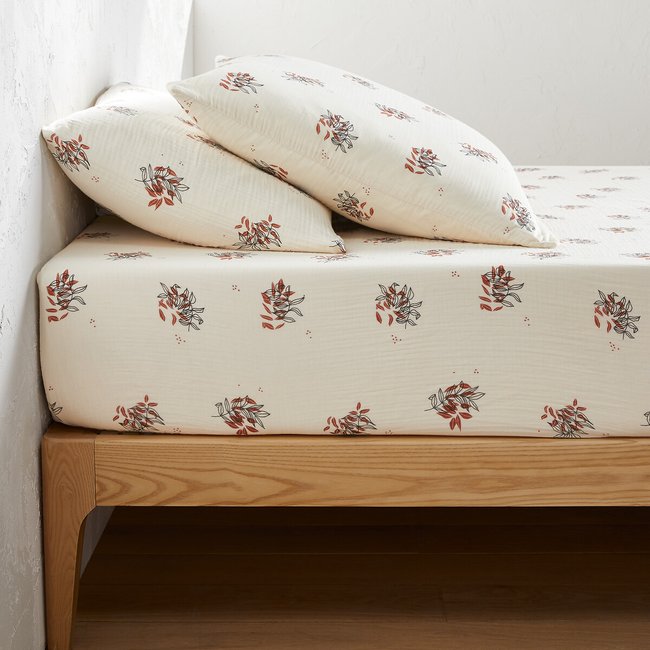 Sábana bajera de gasa de algodón altura 30 cm, Monceaux estampado viento del oeste <span itemprop=