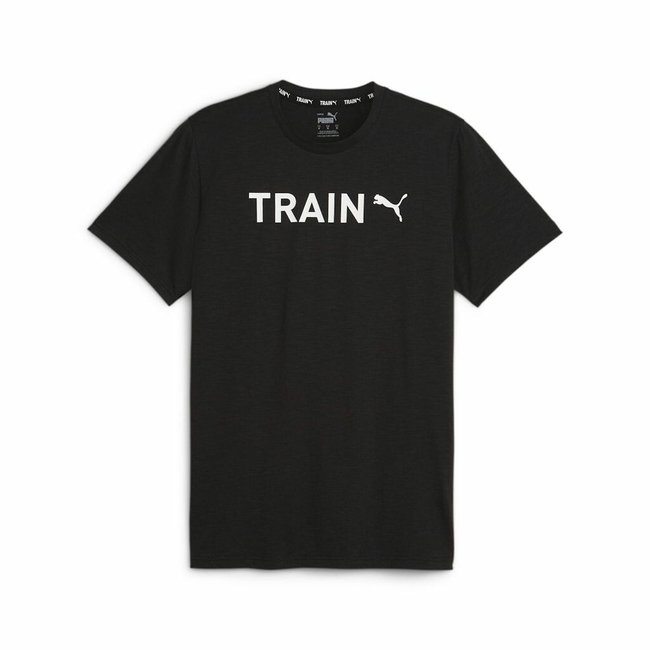Kurzärmeliges Trainingsshirt, grafischer Print schwarz <span itemprop=