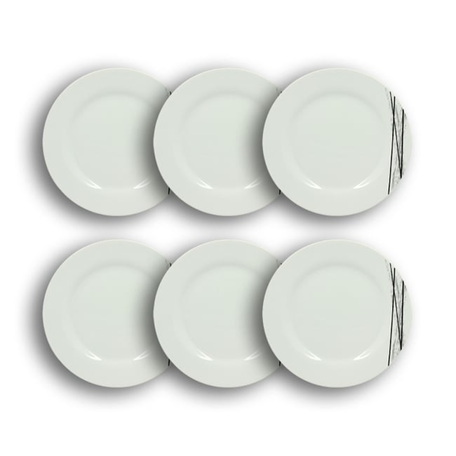 Lot de 6 assiettes desserts en porcelaine 19cm, CARBONE Couleur blanc <span itemprop=