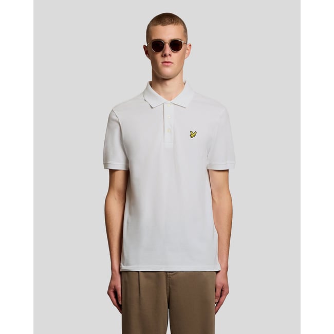 Polo jacquard texturé blanc <span itemprop=