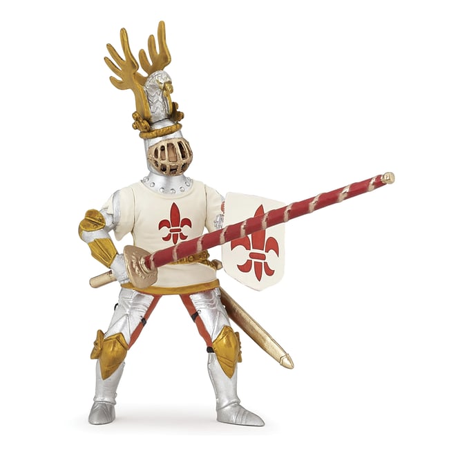 Figurine Chevalier blanc fleur de lys blanc <span itemprop=