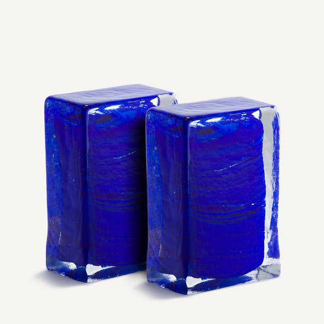 Confezione da 2 ferma libri in vetro, Diafani blu AM.PM