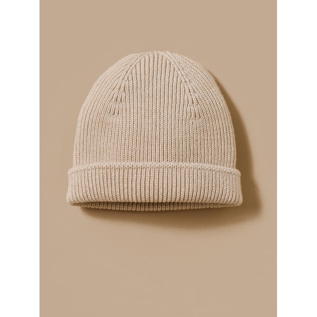 Bonnet laine mérinos  - Cyrillus X les 3 Tricoteurs sable <span itemprop=