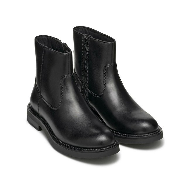 Bottines plates zippées en cuir Serilda noir <span itemprop=