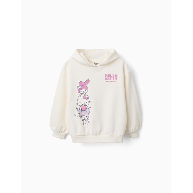 Sweat en coton peigné avec imprimé Hello Kitty blanc <span itemprop=