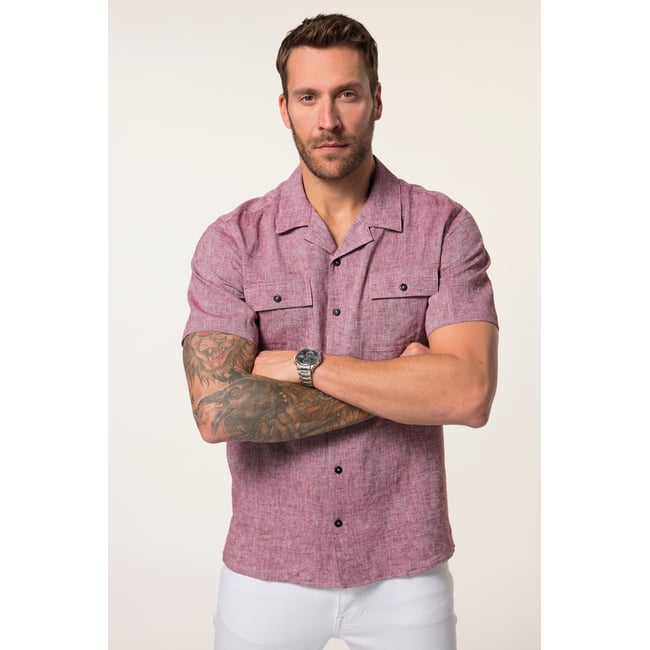 Chemise en lin mélangé rouge foncé <span itemprop=