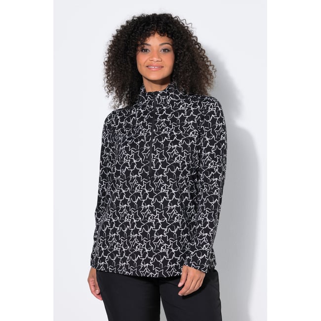 T-shirt technique de ski, motif étoiles noir <span itemprop=