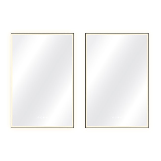 Lot de 2 miroirs lumineux LED anti-buée, NEO FRAME Couleur noir <span itemprop=