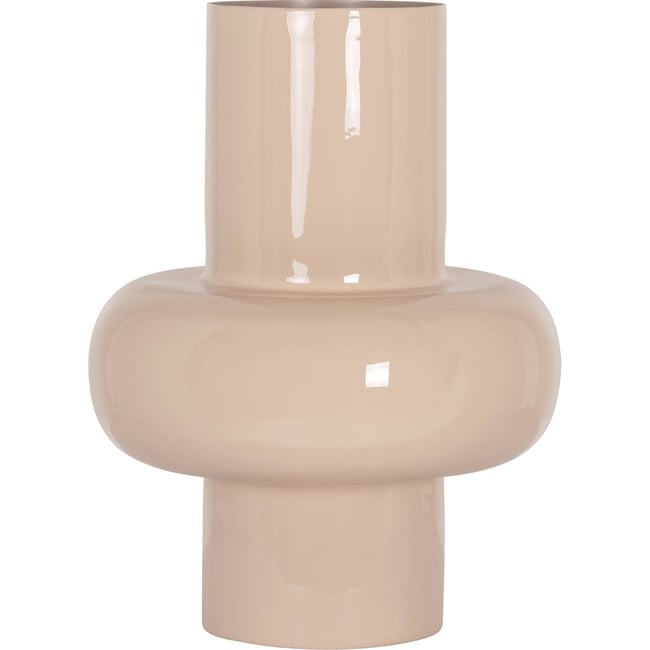 Vase rond en fer finition émail doux pour fleur Couleur tapioca beige doux <span itemprop=