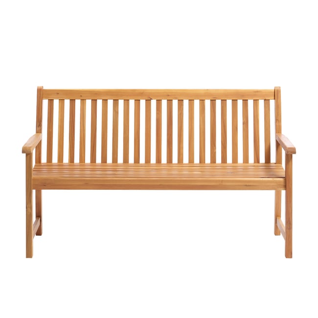 Banc de jardin en acacia massif 150 cm  MILOS naturel <span itemprop=